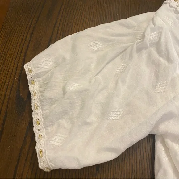 SOLD White Crochet Blouse with Gold Tassels One Size - Picture 6 of 8